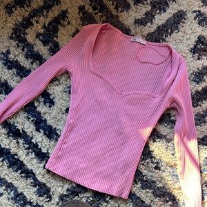 Zara Pink Ribbed Long Sleeve Top
